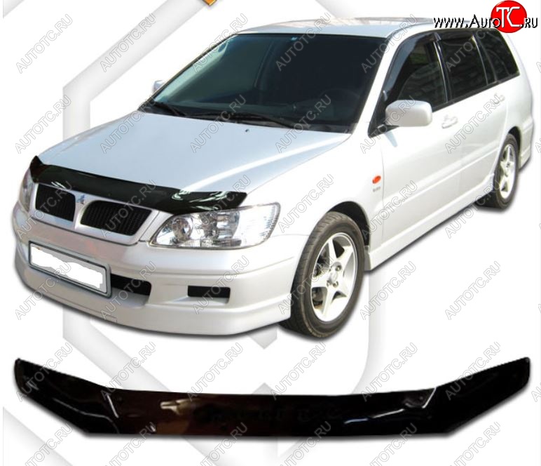 1 899 р. Дефлектор капота CA-Plastic Mitsubishi Lancer Cedia 9 CS универсал (2000-2003) (Classic черный, Без надписи)  с доставкой в г. Воронеж