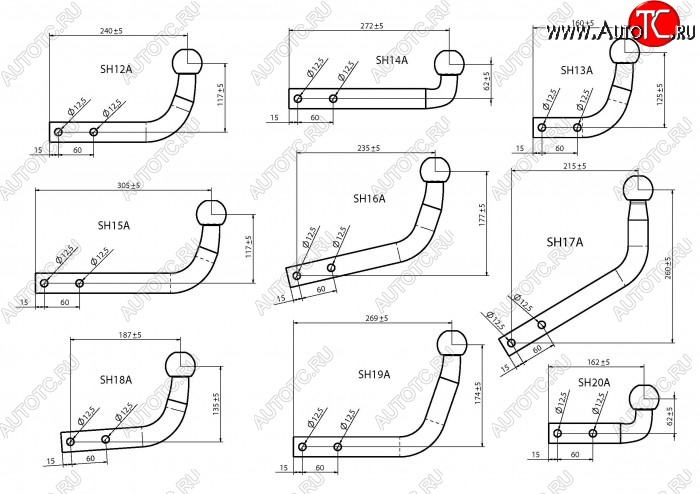 1 039 р. Шар фаркопа Лидер Плюс + тип А Dong Feng DF6 пикап (2022-2025) (ТИП: SH14A)  с доставкой в г. Воронеж