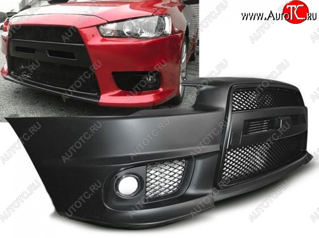 29 399 р. Передний бампер EVO-Style Mitsubishi Lancer 10 CY седан дорестайлинг (2007-2010) (Неокрашенный)  с доставкой в г. Воронеж