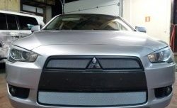 Сетка на бампер (дорестайлинг) Russtal (хром) Mitsubishi Lancer 10 CY седан дорестайлинг (2007-2010)