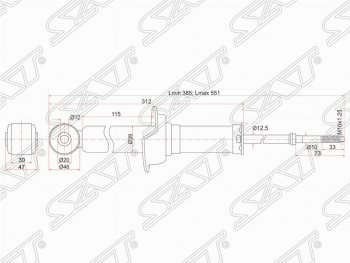 2 299 р. Амортизатор задний SAT (установка на левую или правую сторону) Mitsubishi Lancer 10 CY седан дорестайлинг (2007-2010)  с доставкой в г. Воронеж. Увеличить фотографию 2