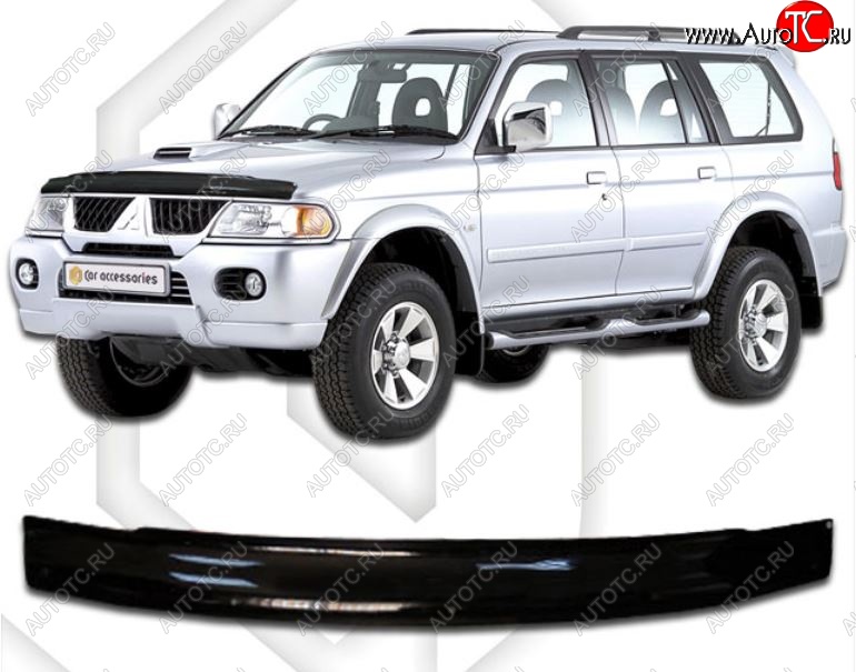 1 999 р. Дефлектор капота CA-Plastic  Mitsubishi Montero Sport  PA (1996-2008) дорестайлинг, рестайлинг (Classic черный, Без надписи)  с доставкой в г. Воронеж