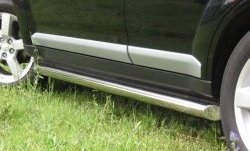 Защита порогов из круглой трубы диаметром 63 мм (дорестайлинг) SLITKOFF Mitsubishi Outlander CU (2003-2009) (Со скосами на торцах под 45°)