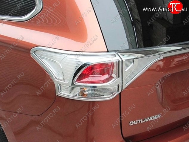 5 349 р. Накладки на фонари СТ Mitsubishi Outlander GF 2-ой рестайлинг (2015-2018) (Неокрашенные)  с доставкой в г. Воронеж