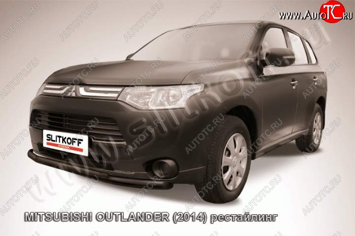 9 899 р. Защита переднего бампера Slitkoff (Ø57 и 42)  Mitsubishi Outlander  GF (2014-2016) 1-ый рестайлинг (Цвет: серебристый)  с доставкой в г. Воронеж