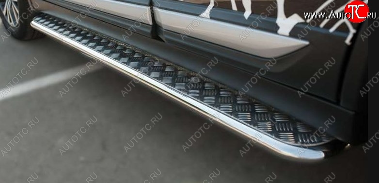22 999 р. Порожки для ног (Ø42) SLITKOFF  Mitsubishi Outlander  GF (2015-2018) 2-ой рестайлинг (лист - алюминий, профиль - сталь)  с доставкой в г. Воронеж