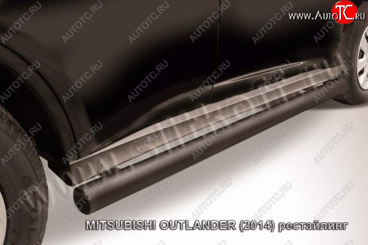 9 899 р. Защита порогов Slitkoff  Mitsubishi Outlander  GF (2014-2016) 1-ый рестайлинг (Цвет: серебристый)  с доставкой в г. Воронеж