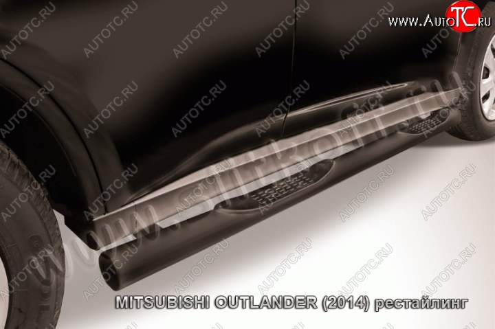 10 599 р. Защита порогов Slitkoff  Mitsubishi Outlander  GF (2014-2016) 1-ый рестайлинг (Цвет: серебристый)  с доставкой в г. Воронеж