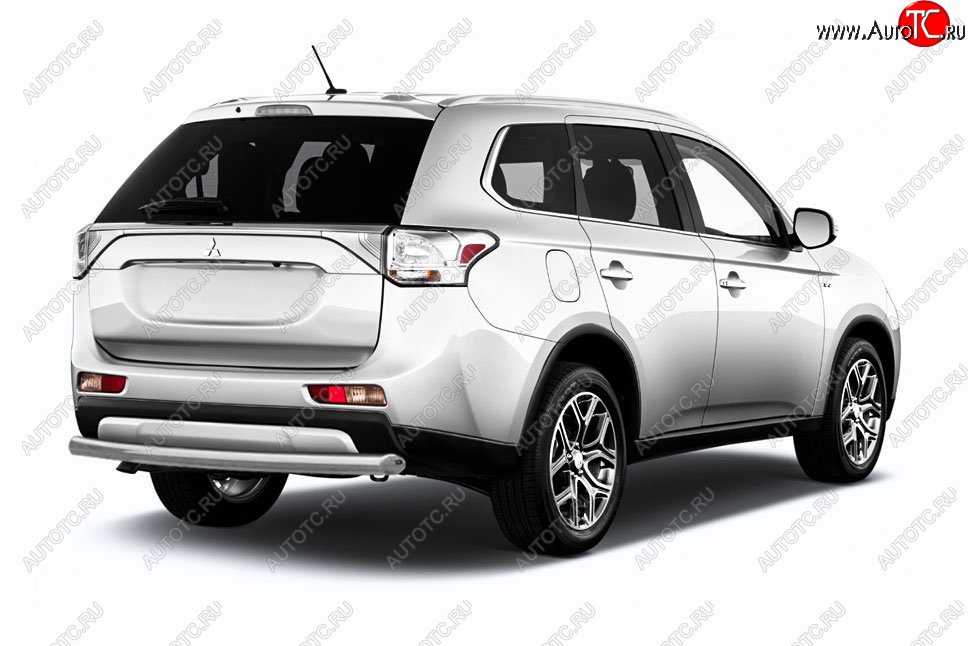 8 999 р. Защита заднего бампера Slitkoff (короткая, d57)  Mitsubishi Outlander  GF (2015-2018) 2-ой рестайлинг (Нержавейка, Полированная)  с доставкой в г. Воронеж