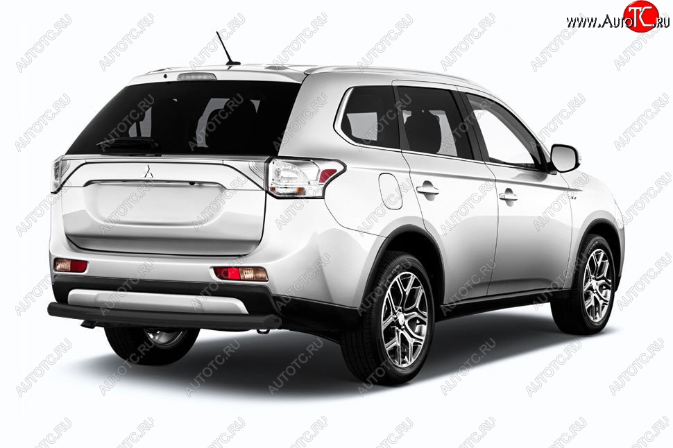 6 349 р. Защита заднего бампера Slitkoff (короткая, d57)  Mitsubishi Outlander  GF (2015-2018) 2-ой рестайлинг (Сталь с полимерным покрытием. Цвет: чёрный)  с доставкой в г. Воронеж