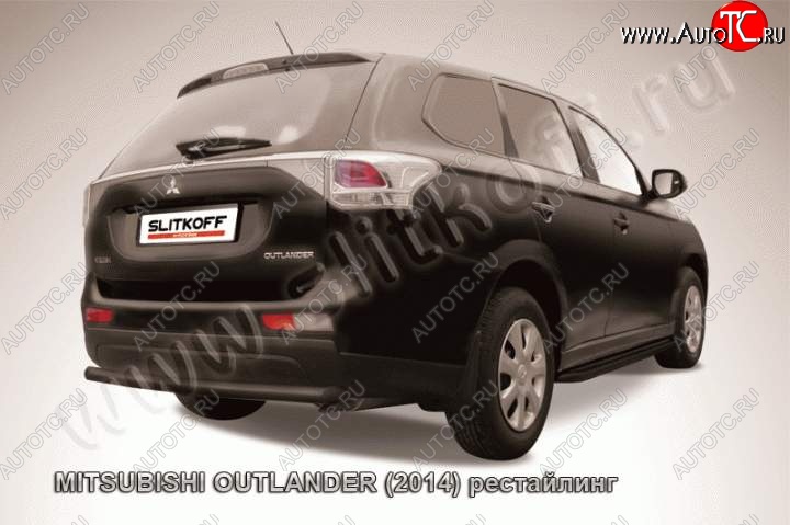 6 349 р. Защита задняя Slitkoff (57 мм)  Mitsubishi Outlander  GF (2014-2016) 1-ый рестайлинг (Цвет: серебристый)  с доставкой в г. Воронеж