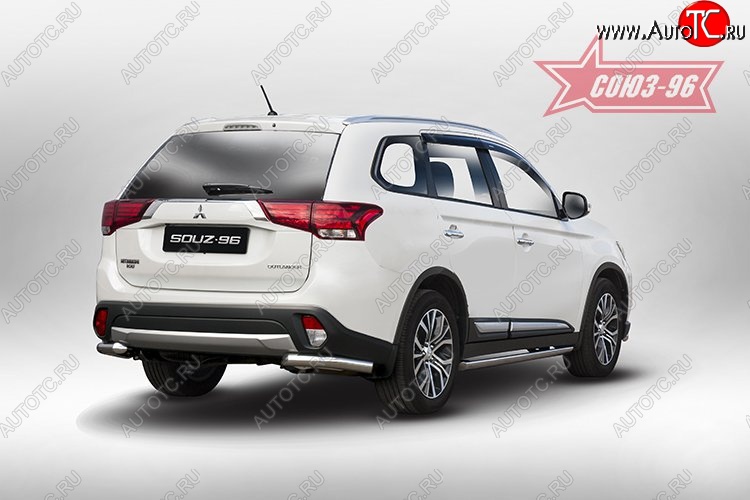 8 504 р. Защита заднего бампера из боковых полированых уголков (d60) Souz-96 Mitsubishi Outlander GF 2-ой рестайлинг (2015-2018)  с доставкой в г. Воронеж