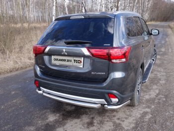 15 999 р. Защита заднего бампера (короткая) ТСС (нержавейка d 60,3 мм) Mitsubishi Outlander GF 2-ой рестайлинг (2015-2018)  с доставкой в г. Воронеж. Увеличить фотографию 1