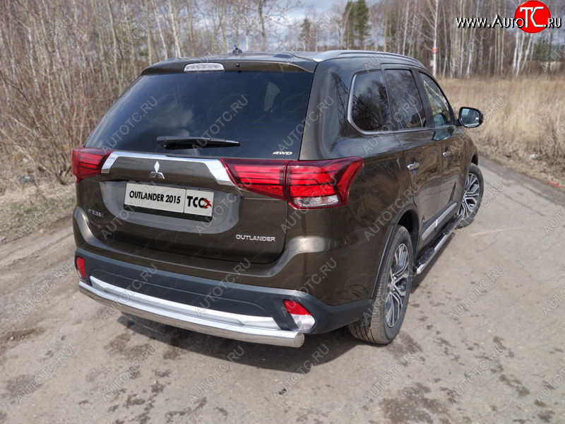 18 999 р. Защита заднего бампера (овальная) ТСС (нержавейка d75х42 мм)  Mitsubishi Outlander  GF (2015-2018) 2-ой рестайлинг  с доставкой в г. Воронеж