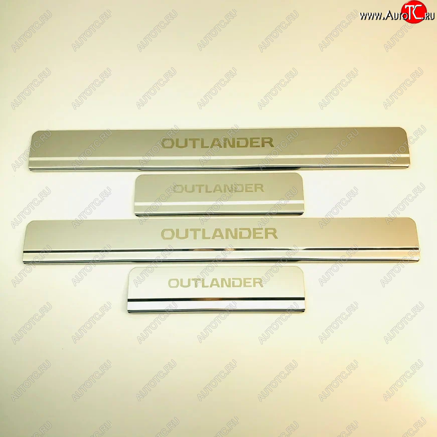 2 199 р. Накладки порожков салона INOX Mitsubishi Outlander GF 2-ой рестайлинг (2015-2018) (Нержавеющая сталь)  с доставкой в г. Воронеж