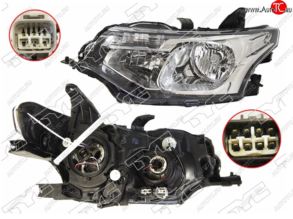17 599 р. Левая фара (галоген, с электрокорректором, Евросвет) TYC  Mitsubishi Outlander  GF (2012-2016) дорестайлинг, 1-ый рестайлинг  с доставкой в г. Воронеж