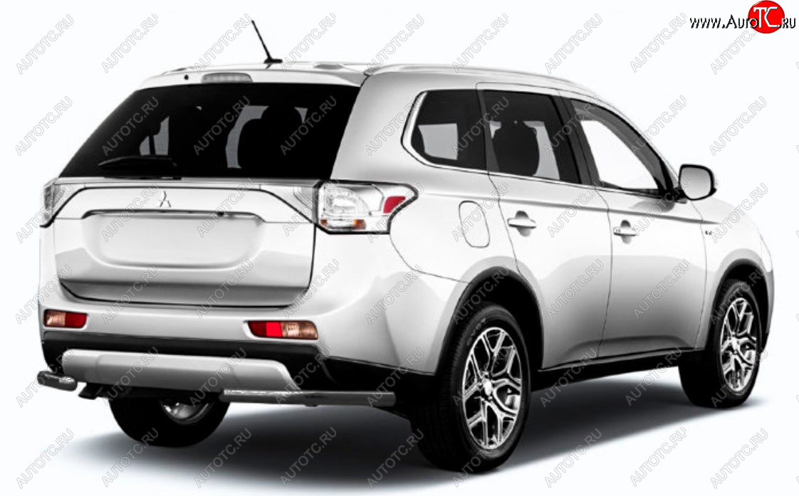 6 349 р. Защита заднего бампера Slitkoff (Ø 57 мм) Mitsubishi Outlander GF 2-ой рестайлинг (2015-2018) (Сталь с полимерным покрытием. Цвет: черный)  с доставкой в г. Воронеж