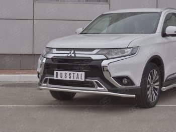 14 749 р. Защита переднего бампера (Ø42 мм, нержавейка) SLITKOFF Mitsubishi Outlander GF 3-ий рестайлинг (2018-2022)  с доставкой в г. Воронеж. Увеличить фотографию 2