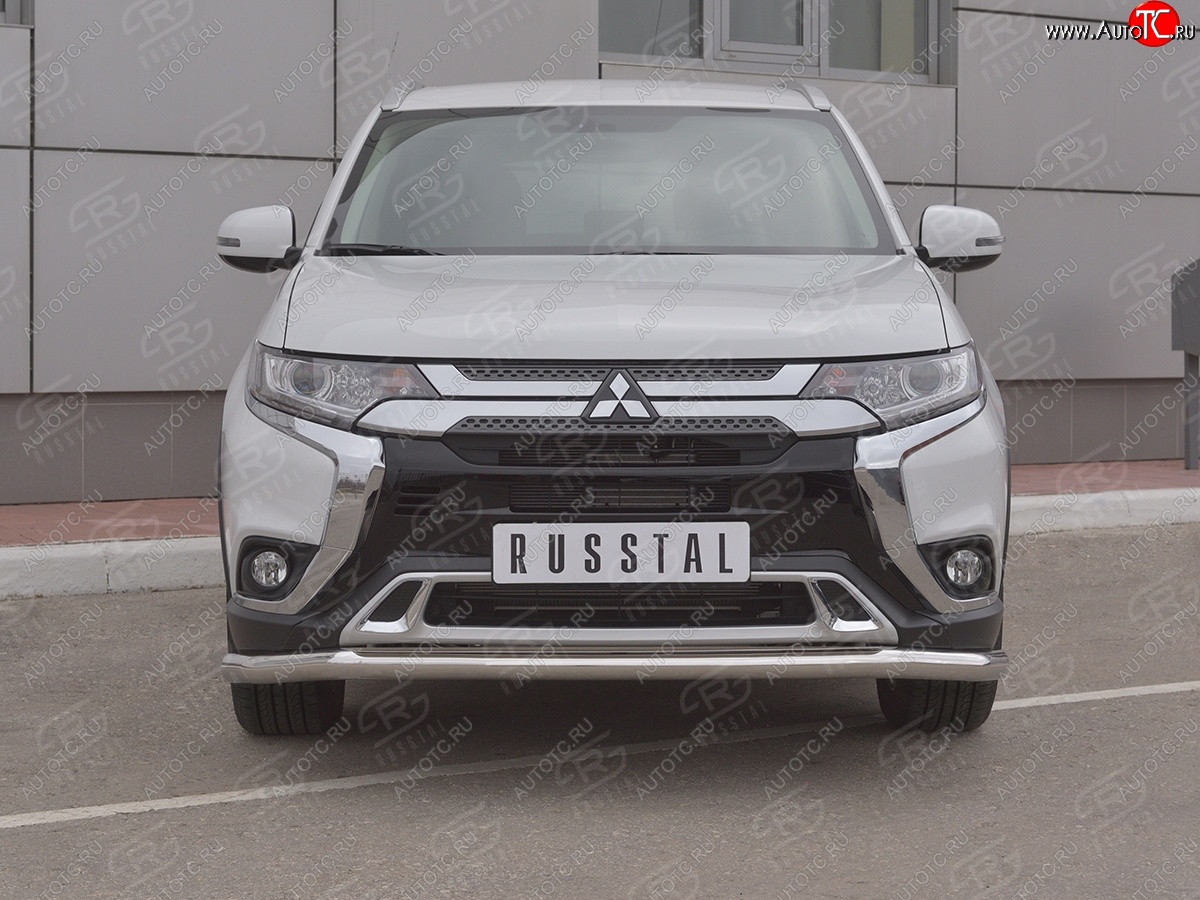 14 999 р. Защита переднего бампера (Ø 63 мм, нержавейка) SLITKOFF Mitsubishi Outlander GF 3-ий рестайлинг (2018-2022)  с доставкой в г. Воронеж
