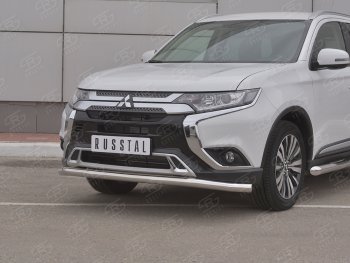 14 999 р. Защита переднего бампера (Ø 63 мм, нержавейка) SLITKOFF Mitsubishi Outlander GF 3-ий рестайлинг (2018-2022)  с доставкой в г. Воронеж. Увеличить фотографию 2