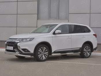17 549 р. Защита переднего бампера (2 трубы Ø63 и 42 мм, нержавейка) SLITKOFF Mitsubishi Outlander GF 3-ий рестайлинг (2018-2022)  с доставкой в г. Воронеж. Увеличить фотографию 2
