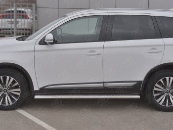 31 649 р. Защита порогов (Ø120x60 мм с проступью, нержавейка) Russtal  Mitsubishi Outlander  GF (2018-2022) 3-ий рестайлинг  с доставкой в г. Воронеж. Увеличить фотографию 2