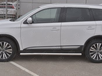 19 999 р. Защита порогов (Ø63 мм, нержавейка) SLITKOFF  Mitsubishi Outlander  GF (2018-2022) 3-ий рестайлинг (Металлические торцы под 90°)  с доставкой в г. Воронеж. Увеличить фотографию 2