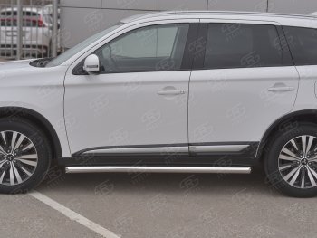 19 999 р. Защита порогов (Ø63 мм, нержавейка) SLITKOFF  Mitsubishi Outlander  GF (2018-2022) 3-ий рестайлинг (Металлические торцы под 45°)  с доставкой в г. Воронеж. Увеличить фотографию 2