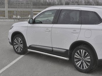 19 999 р. Защита порогов (Ø63 мм, нержавейка) SLITKOFF  Mitsubishi Outlander  GF (2018-2022) 3-ий рестайлинг (Металлические торцы под 45°)  с доставкой в г. Воронеж. Увеличить фотографию 3