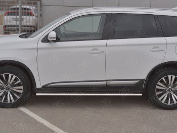 16 649 р. Защита порогов (Ø75x42 мм с проступью, нержавейка) Russtal Mitsubishi Outlander GF 3-ий рестайлинг (2018-2022)  с доставкой в г. Воронеж. Увеличить фотографию 2