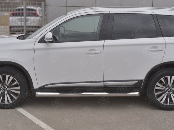 24 549 р. Защита порогов (Ø76 мм с проступью, нержавейка) SLITKOFF  Mitsubishi Outlander  GF (2018-2022) 3-ий рестайлинг (Металлические торцы под 45°)  с доставкой в г. Воронеж. Увеличить фотографию 2