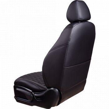 14 999 р. Чехлы для сидений Lord Autofashion Байрон (экокожа, спинка и сиденья 60/40, 3 Г-образных подголовника)  Mitsubishi Outlander  GF (2018-2022) 3-ий рестайлинг (Черный, вставка черная, строчка черная)  с доставкой в г. Воронеж. Увеличить фотографию 3