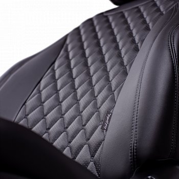 14 999 р. Чехлы для сидений Lord Autofashion Байрон (экокожа, спинка и сиденья 60/40, 3 Г-образных подголовника)  Mitsubishi Outlander  GF (2018-2022) 3-ий рестайлинг (Черный, вставка черная, строчка черная)  с доставкой в г. Воронеж. Увеличить фотографию 4