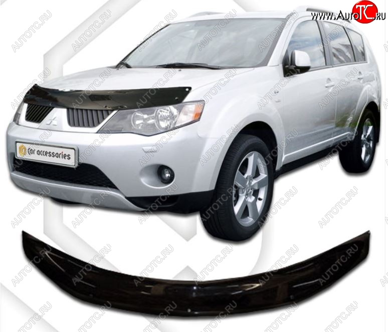 1 999 р. Дефлектор капота CA-Plastic  Mitsubishi Outlander  XL (2005-2009) (CW)  дорестайлинг (Classic черный, Без надписи)  с доставкой в г. Воронеж
