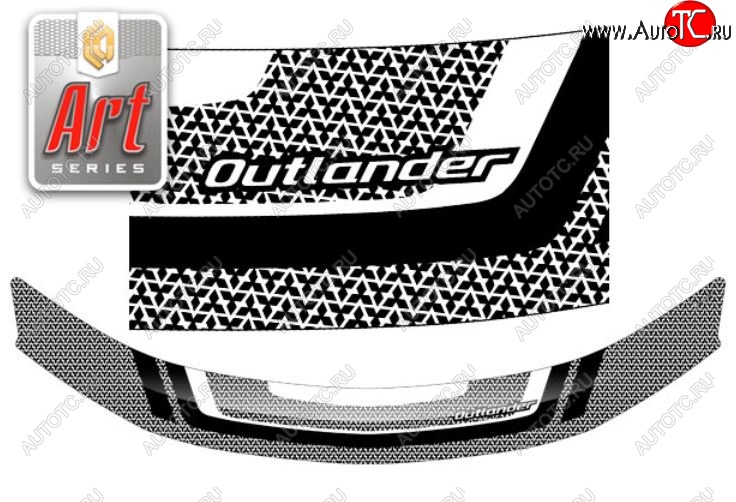 2 199 р. Дефлектор капота CA-Plastiс  Mitsubishi Outlander  XL (2005-2009) (CW)  дорестайлинг (Серия Art черная)  с доставкой в г. Воронеж