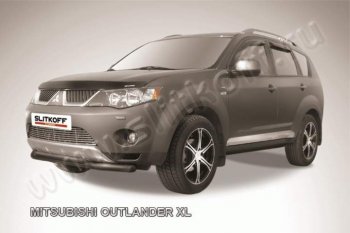 9 449 р. Защита переднего бампер Slitkoff  Mitsubishi Outlander  XL (2005-2009) (CW)  дорестайлинг (Цвет: серебристый)  с доставкой в г. Воронеж. Увеличить фотографию 1