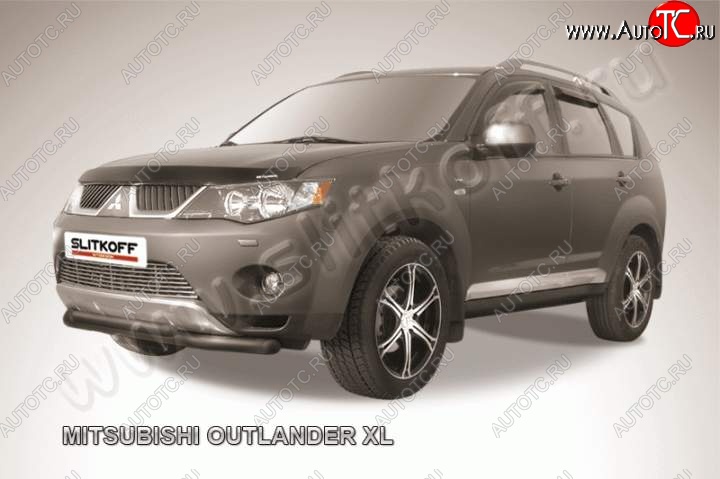 9 449 р. Защита переднего бампер Slitkoff  Mitsubishi Outlander  XL (2005-2009) (CW)  дорестайлинг (Цвет: серебристый)  с доставкой в г. Воронеж