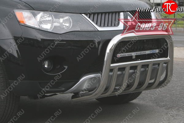 16 064 р. Защита переднего бампера с нижней защитой Souz-96 (d60) Mitsubishi Outlander XL (CW)  дорестайлинг (2005-2009)  с доставкой в г. Воронеж