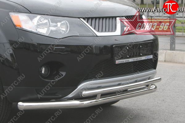 15 659 р. Защита переднего бампера двойная Souz-96 (d460/42) Mitsubishi Outlander XL (CW)  дорестайлинг (2005-2009)  с доставкой в г. Воронеж