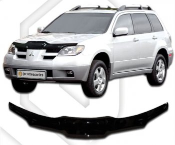1 899 р. Дефлектор капота CA-Plastic Mitsubishi Outlander CU (2003-2009) (серия Classic черный)  с доставкой в г. Воронеж. Увеличить фотографию 2