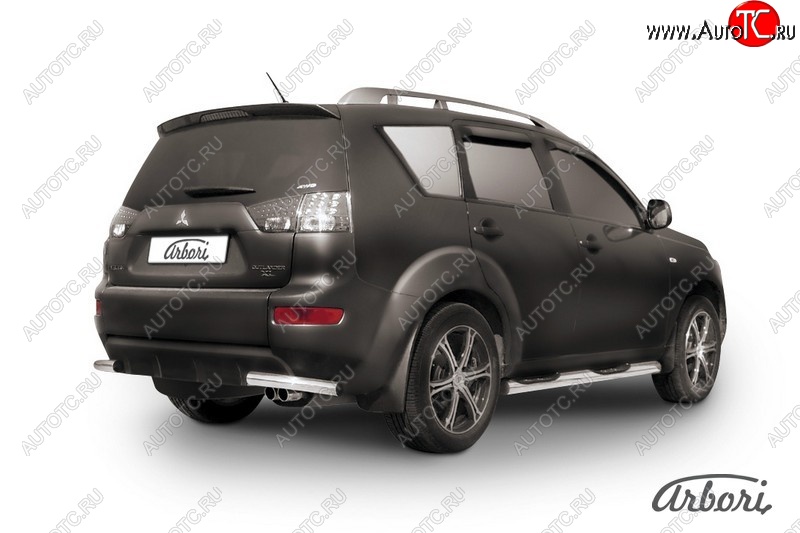 8 180 р. Защита заднего бампера Arbori (уголки, нержавейка, 1 труба d57 mm). Mitsubishi Outlander XL (CW)  рестайлинг (2010-2013)  с доставкой в г. Воронеж