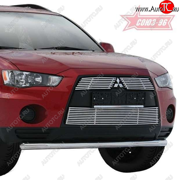 2 299 р. Декоративный элемент воздухозаборника Souz96 нержавеющая сталь Mitsubishi Outlander XL (CW)  рестайлинг (2010-2013) (Черные 10 мм)  с доставкой в г. Воронеж