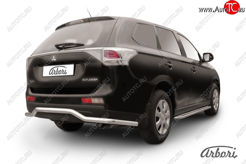 13 229 р. Защита заднего бампера Arbori (длинная, нержавейка, 1 труба d57 mm).  Mitsubishi Outlander  GF (2012-2014) дорестайлинг  с доставкой в г. Воронеж