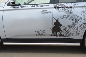 19 549 р. Защита порогов на SLITKOFF (труба D63)  Mitsubishi Outlander  GF (2012-2014) дорестайлинг (Защита порогов с со скосами на торцах (вариант 1))  с доставкой в г. Воронеж. Увеличить фотографию 4
