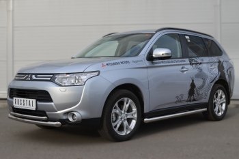 19 549 р. Защита порогов на SLITKOFF (труба D63)  Mitsubishi Outlander  GF (2012-2014) дорестайлинг (Защита порогов с со скосами на торцах (вариант 1))  с доставкой в г. Воронеж. Увеличить фотографию 3