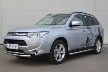 18 799 р. Защита порогов на SLITKOFF (труба D63)  Mitsubishi Outlander  GF (2012-2014) дорестайлинг (Защита порогов с загрушками на торцах (вариант 2))  с доставкой в г. Воронеж. Увеличить фотографию 4