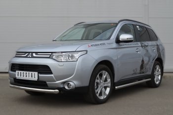9 749 р. Защита порогов на SLITKOFF (труба D63)  Mitsubishi Outlander  GF (2012-2014) дорестайлинг (Защита порогов с закругленными торцами (вариант 3))  с доставкой в г. Воронеж. Увеличить фотографию 2