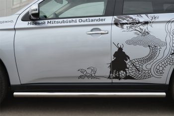9 749 р. Защита порогов на SLITKOFF (труба D63)  Mitsubishi Outlander  GF (2012-2014) дорестайлинг (Защита порогов с закругленными торцами (вариант 3))  с доставкой в г. Воронеж. Увеличить фотографию 3