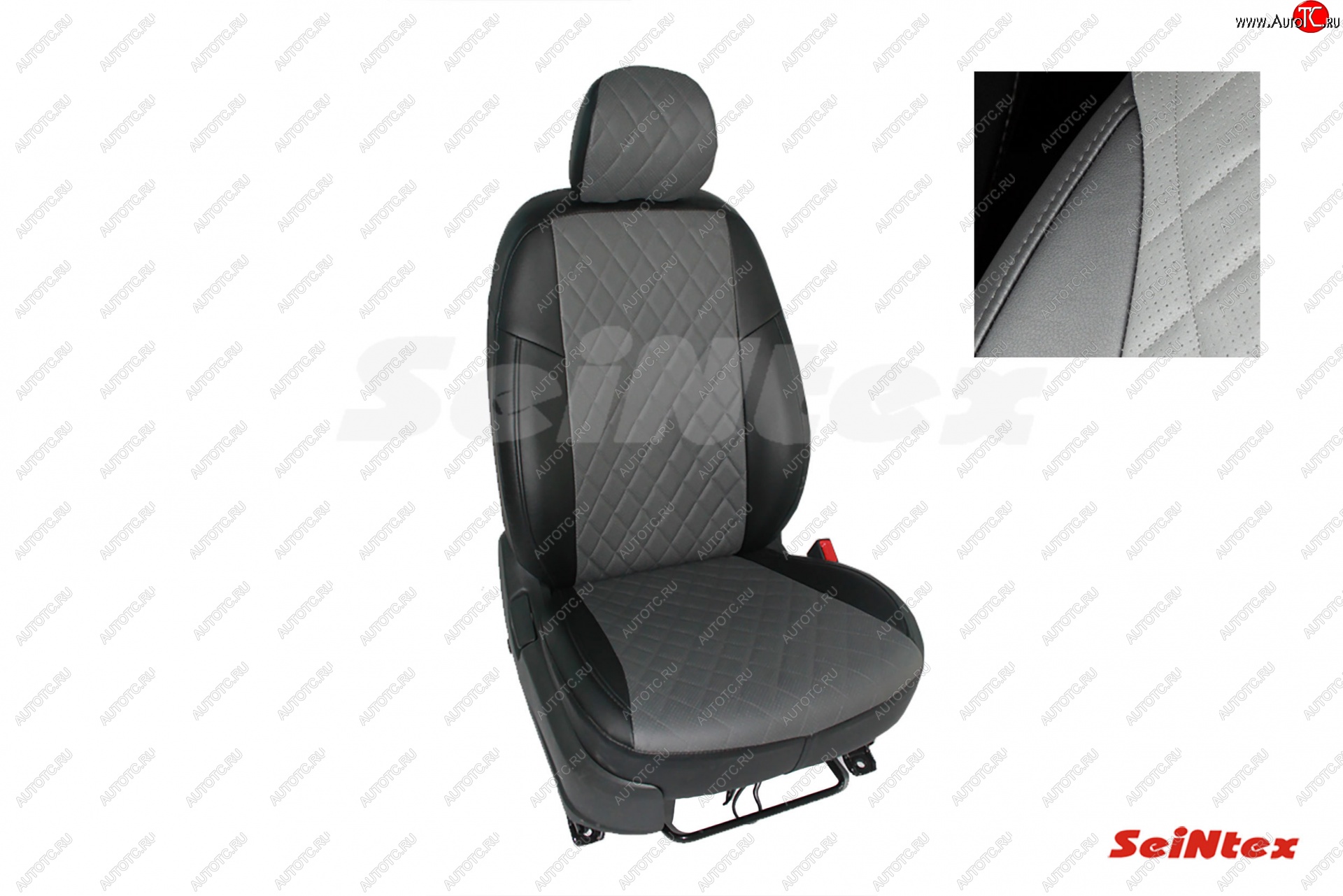 7 549 р. Чехлы для сидений Seintex (экокожа, ромб)  Mitsubishi Outlander  GF (2012-2018) дорестайлинг, 2-ой рестайлинг (Черный+серый)  с доставкой в г. Воронеж