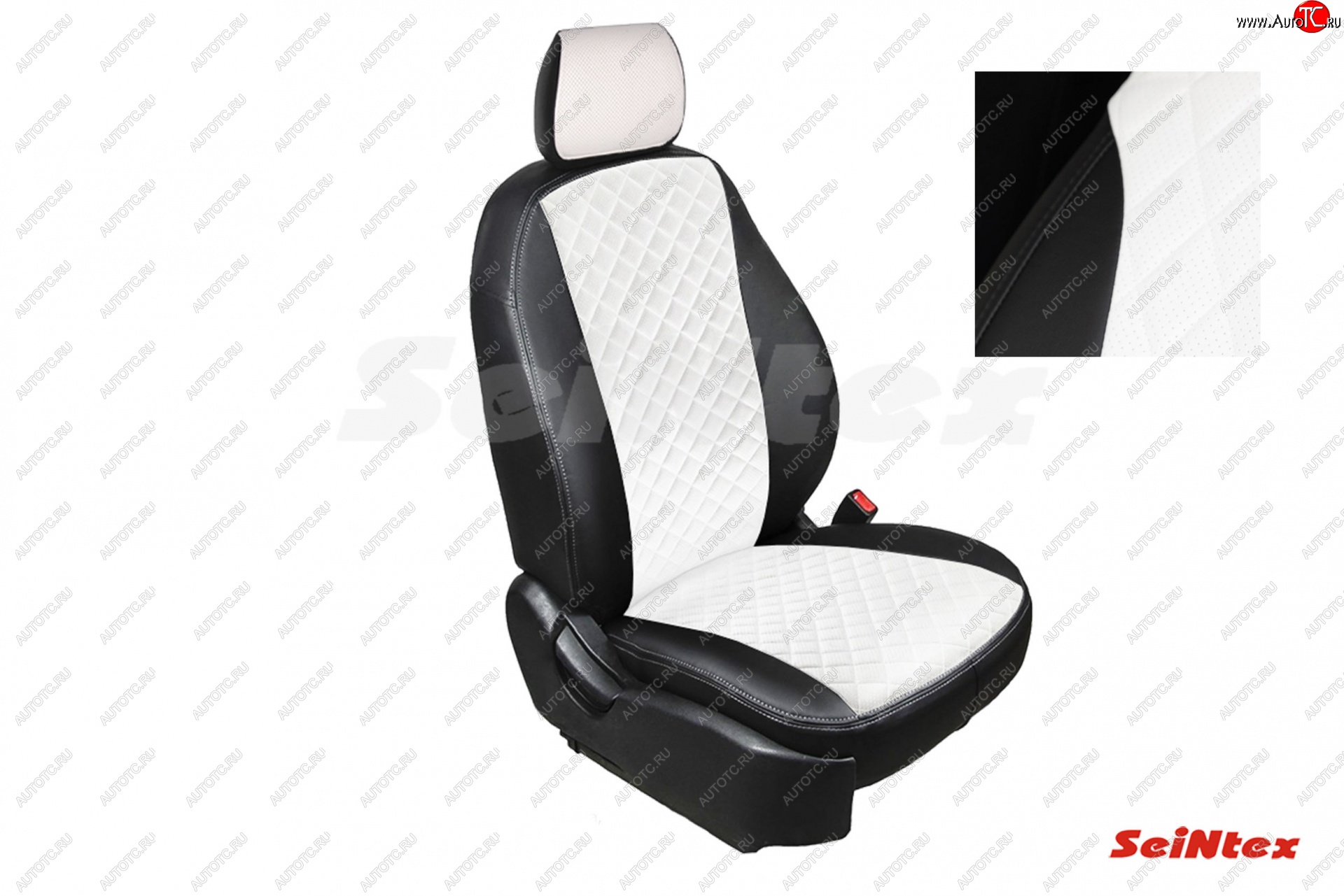 7 549 р. Чехлы для сидений Seintex (экокожа, ромб)  Mitsubishi Outlander  GF (2012-2018) дорестайлинг, 2-ой рестайлинг (Черный+белый)  с доставкой в г. Воронеж